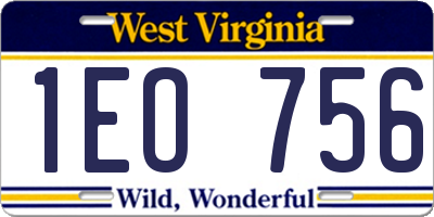 WV license plate 1EO756