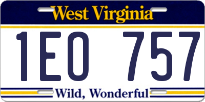 WV license plate 1EO757