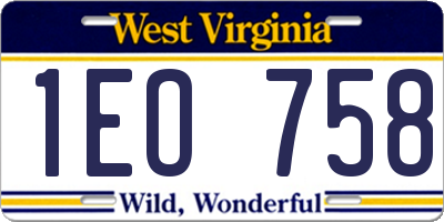 WV license plate 1EO758