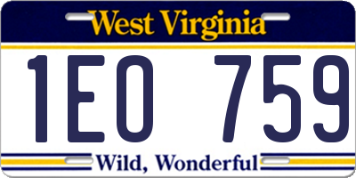 WV license plate 1EO759