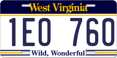 WV license plate 1EO760