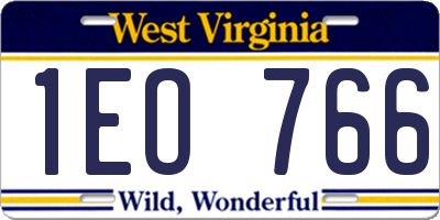 WV license plate 1EO766
