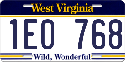 WV license plate 1EO768