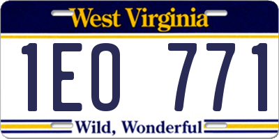 WV license plate 1EO771