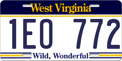 WV license plate 1EO772