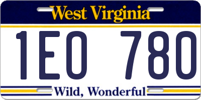 WV license plate 1EO780