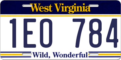 WV license plate 1EO784
