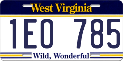 WV license plate 1EO785