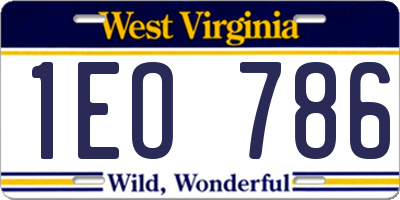 WV license plate 1EO786
