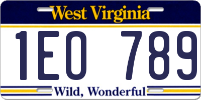 WV license plate 1EO789