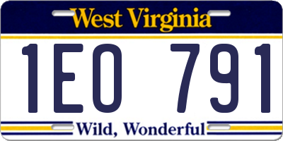WV license plate 1EO791