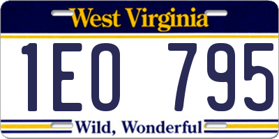 WV license plate 1EO795