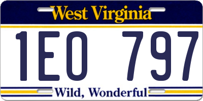 WV license plate 1EO797