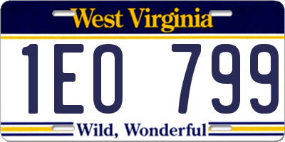 WV license plate 1EO799