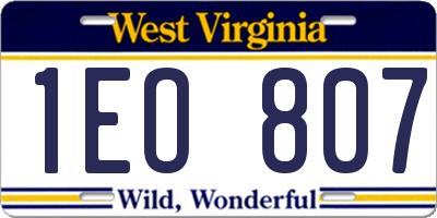 WV license plate 1EO807