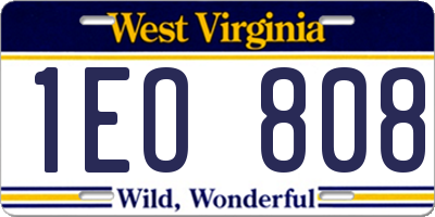 WV license plate 1EO808
