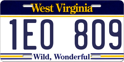 WV license plate 1EO809