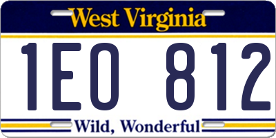 WV license plate 1EO812