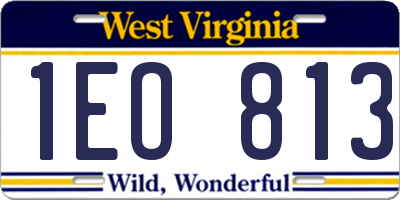 WV license plate 1EO813