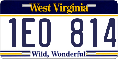 WV license plate 1EO814