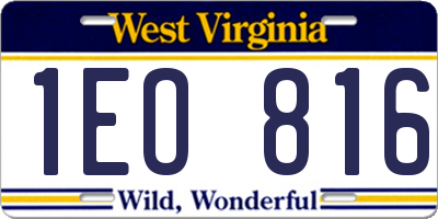 WV license plate 1EO816