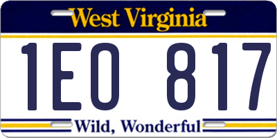 WV license plate 1EO817