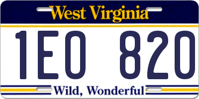 WV license plate 1EO820