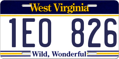 WV license plate 1EO826