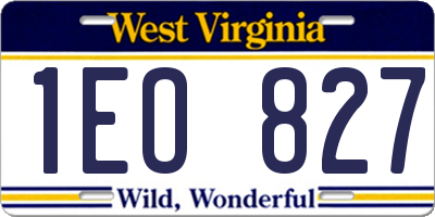 WV license plate 1EO827