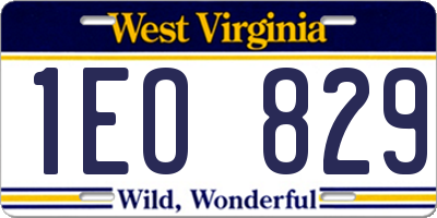 WV license plate 1EO829