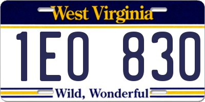 WV license plate 1EO830