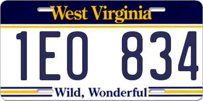 WV license plate 1EO834