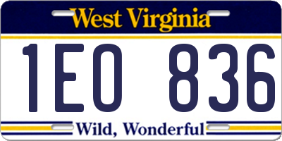 WV license plate 1EO836