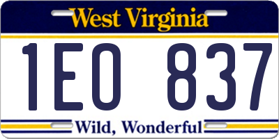 WV license plate 1EO837