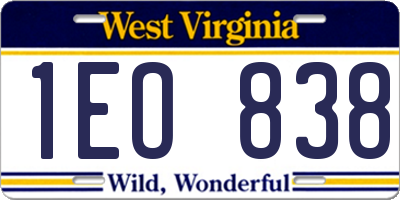 WV license plate 1EO838