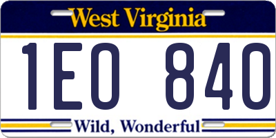 WV license plate 1EO840