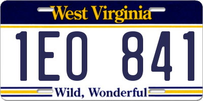 WV license plate 1EO841