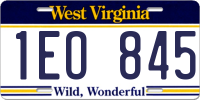 WV license plate 1EO845