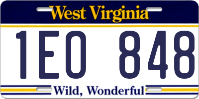 WV license plate 1EO848