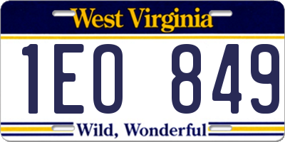 WV license plate 1EO849