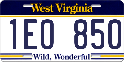 WV license plate 1EO850