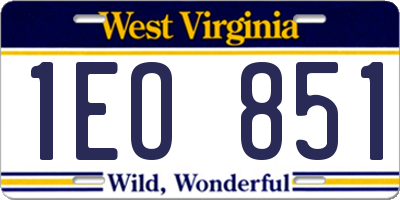 WV license plate 1EO851