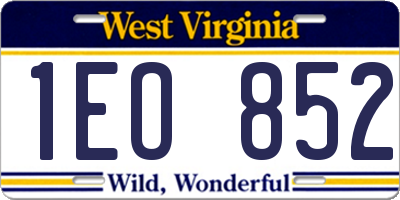 WV license plate 1EO852