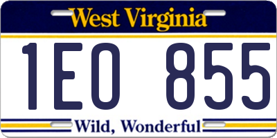 WV license plate 1EO855
