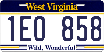 WV license plate 1EO858