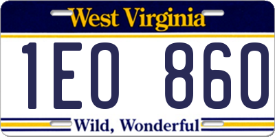 WV license plate 1EO860
