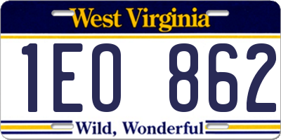 WV license plate 1EO862