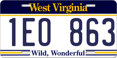 WV license plate 1EO863
