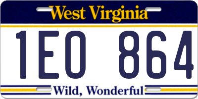 WV license plate 1EO864