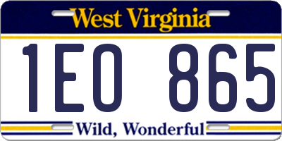 WV license plate 1EO865